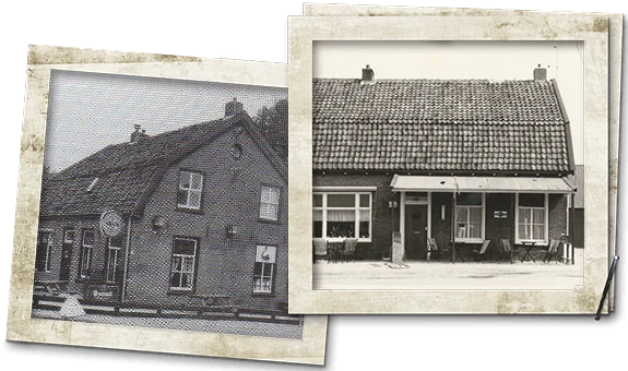 Twee oude foto's van het pand aan de Jonkheer Ramweg uit de tijd dat het een café was